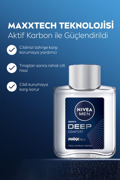 NIVEA MEN Erkek Tıraş Sonrası Losyon Deep Dimension 100ml,Yenileyici,Ferahlatıcı,Erkeksi Koku,Nemlendirici