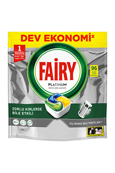 Fairy Platinum Hepsi Bir Arada Bulaşık Makinesi Tabletleri, Limon, 96 Tablet