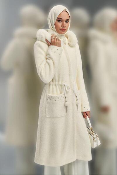 Alvina KÜRK DETAYLI KABAN 90549