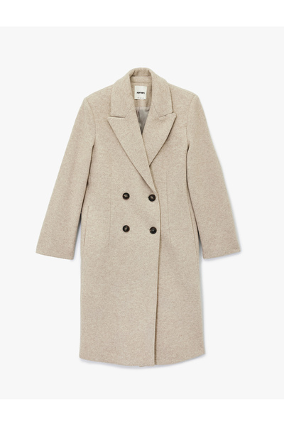 Koton Μακρυμάνικο παλτό με διπλό στήθος με κουμπιά και τσέπες