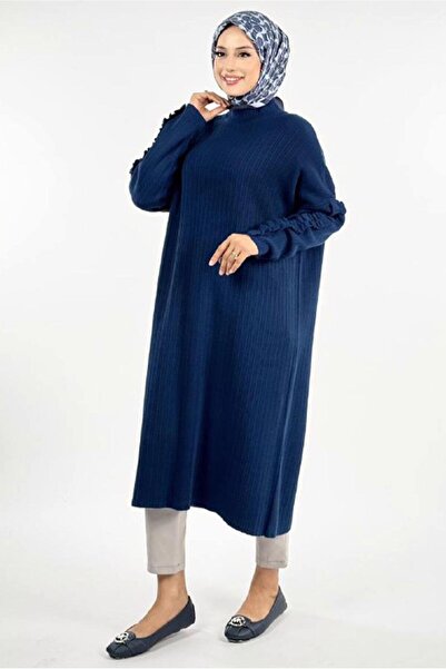 TRENDTESETTÜR Women's Navy Blue Tricot Tunic t 50381