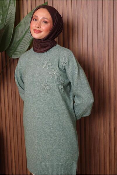 TRENDTESETTÜR Women's Green (Mint) Stone-Detail Tricot Tunic t 1207