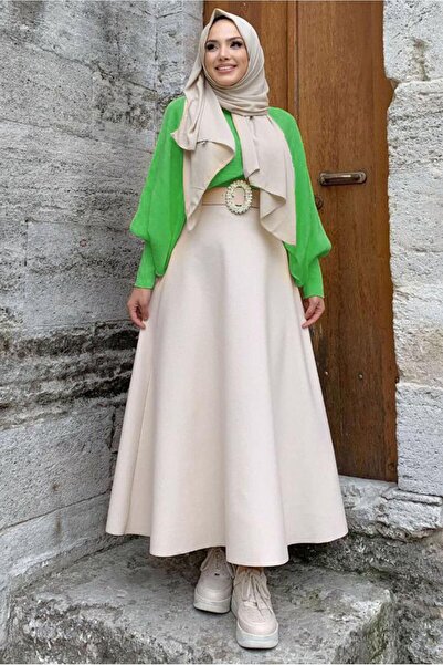 TRENDTESETTÜR WOMEN'S GREEN BAT SLEEVE KNITWEAR SWEATER T 8136