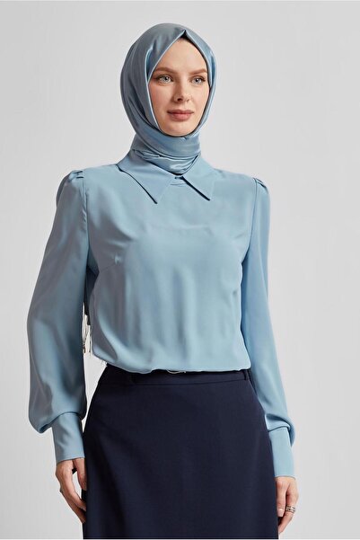 Alvina Shirt Collar Bluz 45597