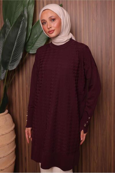 TRENDTESETTÜR Women's Burgundy Knit Tunic t 9007