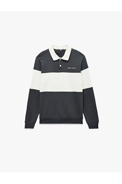 Koton Φούτερ με μακρυμάνικο χρωματιστό κέντημα με λαιμόκοψη πόλο