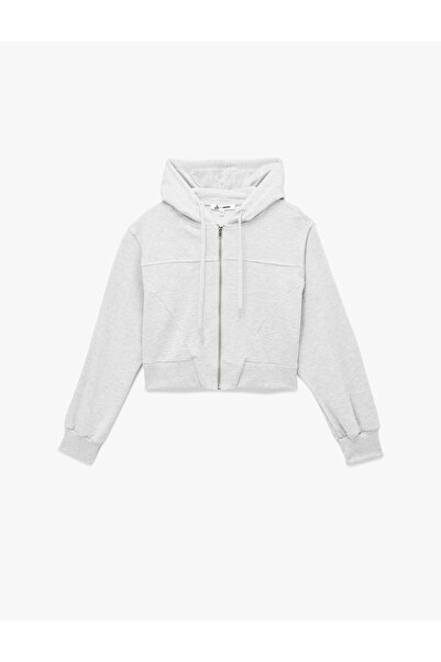 Koton Φούτερ με κουκούλα και φερμουάρ με λεπτομέρεια τσέπης σε άνετο κομμένο σχήμα