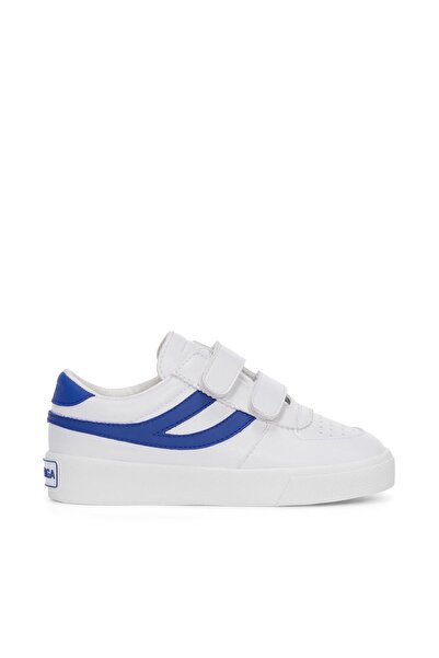 Superga 2846 Kids Seattle Straps Vegan Faux Leather Çocuk Unisex Beyaz-Mavi Bileksiz Sneaker