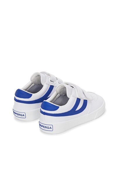 Superga 2846 Kids Seattle Straps Vegan Faux Leather Çocuk Unisex Beyaz-Mavi Bileksiz Sneaker