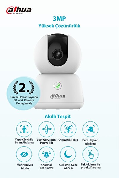 DAHUA Hero B1 Akıllı Kamera - 2K 3MP Akıllı Wifi Kamera Kablosuz Ev Kamerası (Dahua Türkiye Garantili)