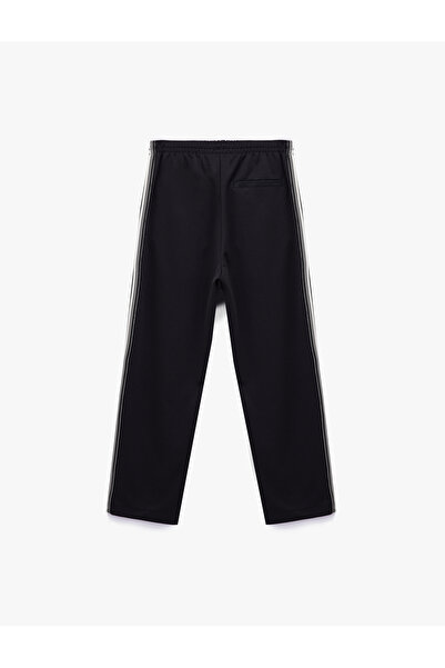 Koton Viscose Blend Elastic Waist Pocket Stripe Detail Printed Loose Fit Sweatpants