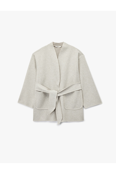 Koton Μεγάλο παλτό με μακριά μανίκια κιμονό με τσέπες και γιακά σάλι