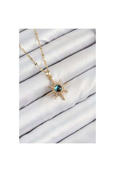 Clariss 316L Steel Zircon Stone Pole Star Model Gold Color Women's Necklace -...
