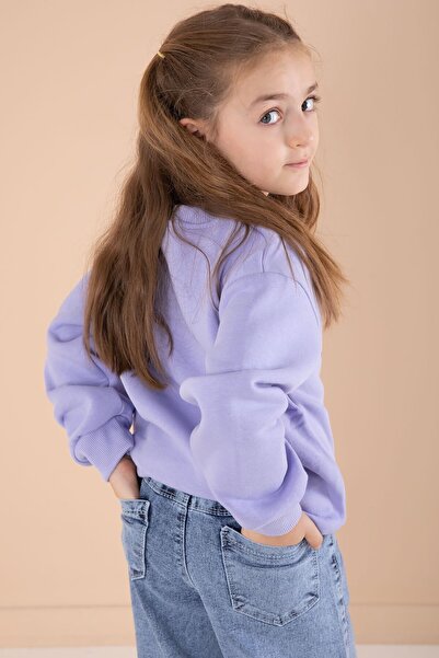 Cansın Mini Lila Love Karakter Baskılı Şardonlu Badili Kız Çocuk Pantolonlu 2li Takım 22746