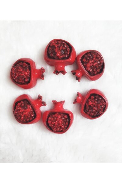 Merland El Yapımı Kırmızı Minik Nar Magnetleri 6 Adet.