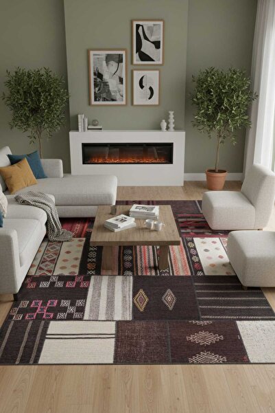 ARTLOOP Jazz Patchwork Desenli Dokuma Taban Dekoratif Renkli Halı AL 45