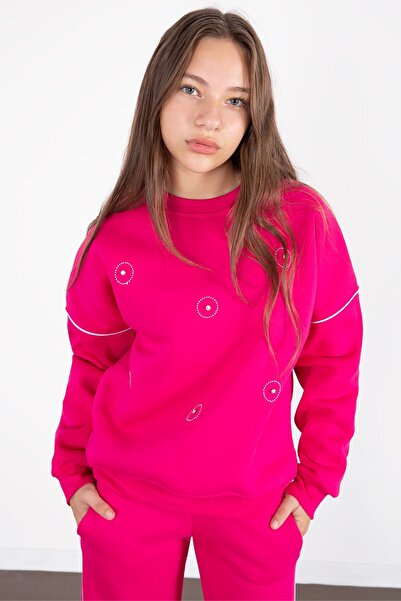 Cansın Mini Фуксия с пайети и шардоне за момичета, 2-комплектен спортен костюм 21426