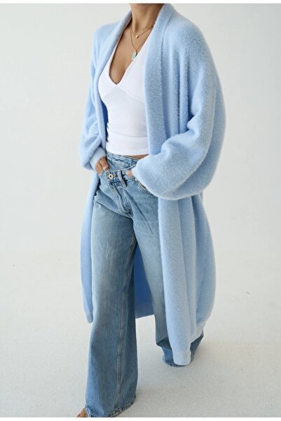 sinemcebutik Uzun Mavi Soft Hırka