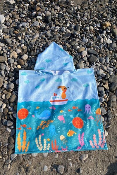 Dotamess Children's Poncho Beach Towel - Sea Towel