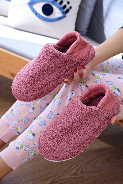 StWenn Γυναικείες μπότες από μάλλινο ύφασμα αρνιού Παπούτσια για το σπίτι Παπούτσια για το σπίτι Χοντρή αθόρυβη ελαφριά σόλα