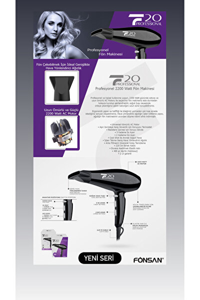 Fönsan Professional 2200 Watt Siyah Fön Makinası