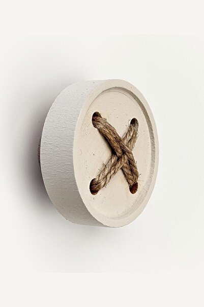 Kulpingo Mâner cu butoane din lemn de culoare crem vintage