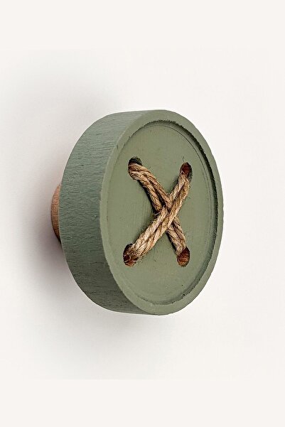 Kulpingo Mâner cu buton din lemn verde sage vintage