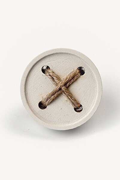 Kulpingo Mâner cu butoane din lemn de culoare crem vintage