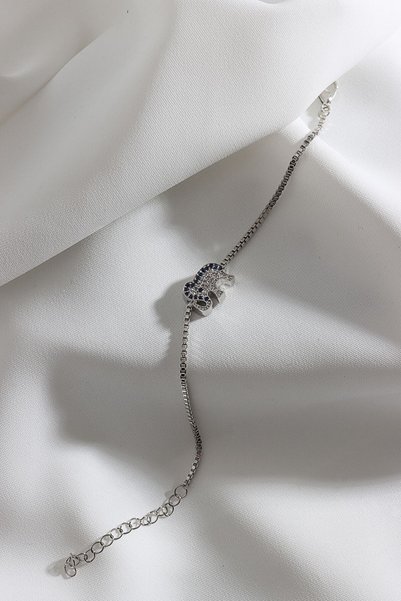 LA PERRY ACCESSORIES Zircon Stoned Elephant Figure Silver Bracelet