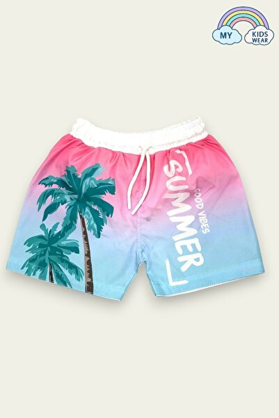 My Kids Wear Paraşşüt Kumaş Çocuk Deniz Şortları Çok Renkli