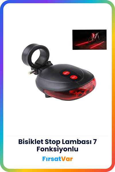 FırsatVar Bisiklet Stop Lambası Pilli Lazerli Güvenlik Ikaz Uyarı Işığı 3 Fon...