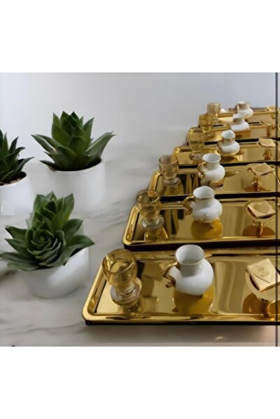 AHİR TİCARET Set of 6 Stainless Steel Batons Presentation Tray - Gold Color, Luxury Presentation