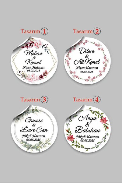Vice Pempe çiçekli Nişan etiketi (3.5 cm) 100 Adet hediyelik etiketi
