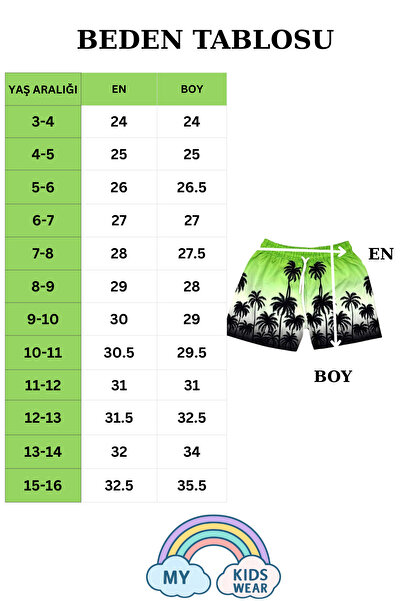 My Kids Wear Çocuk Deniz Şortları Yeşil