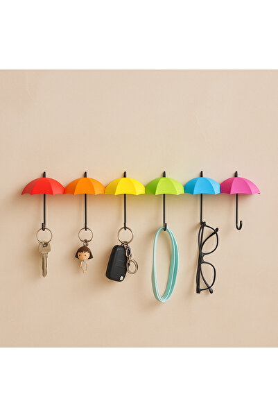 esdekor مجموعة من 8 خطافات لاصقة على شكل مظلة، لون عشوائي، لا تحتاج إلى ثقب في الجدار، ديكور أنيق