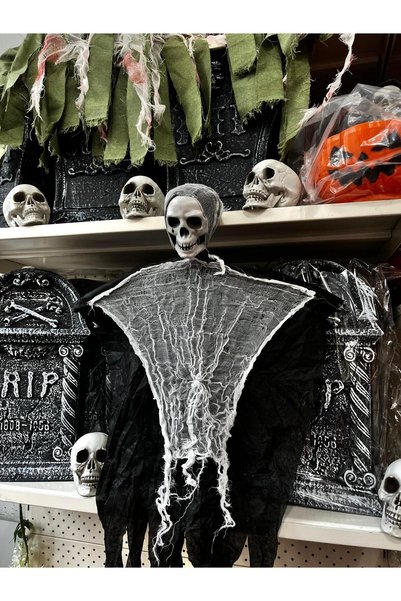 PARTİ SEPETİ Cadılar bayramı Halloween Kurukafa Korkuluk Saçaklı Asma Süs Dekor