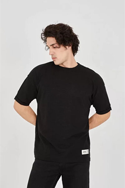 ARONA Mdb Unisex Jacquard Fabric Comfortable Sleeve T-Shirt Black