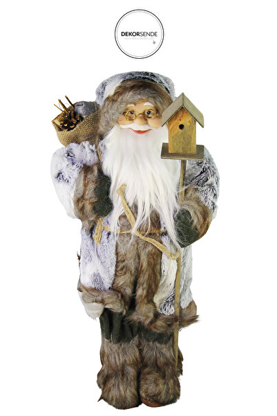 Dekorsende Moș Crăciun cu cuib de păsări 45 cm