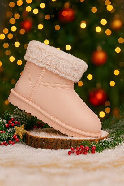 TUANA TARZ Γυναικεία μποτάκια με χοντρή σόλα με επένδυση από τρίχες Αδιάβροχα παπούτσια εκρού χρώματος