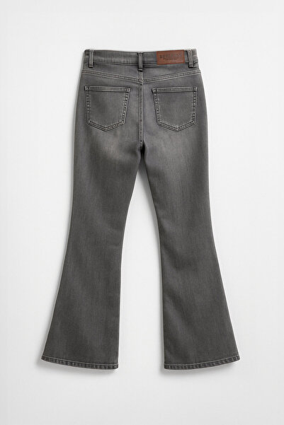 Bluewhite Kadın İspanyol Paça Likralı Esnek Gri Flare Jean Pantolon