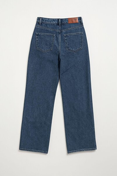 Bluewhite Women's High Waist Wide Leg Jeans with Detailed Trim