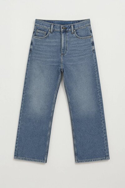 Bluewhite Women's high waist Wide Leg blue jean pants