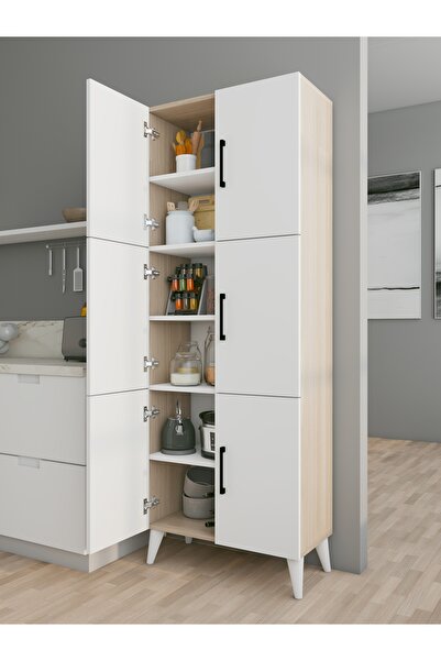 MONTENERO Çok Amaçlı Dolap Parlak Beyaz-Cordoba Kiler Mutfak Banyo Hol Kapakl...