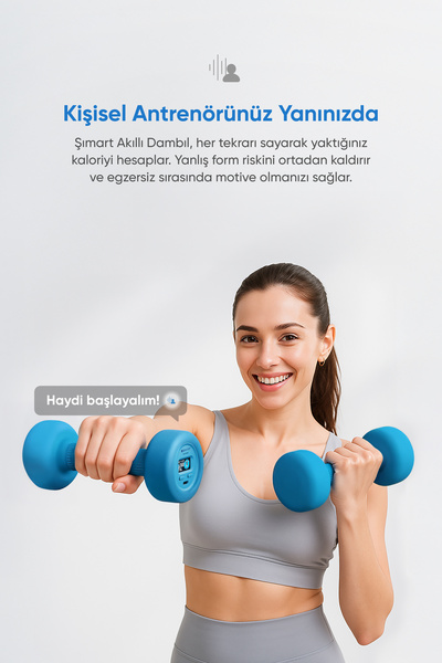 Şımart Akıllı Dambıl 2x1 Kg Uygulama Destekli, Sesli Yönlendirmeli, LCD Ekranlı