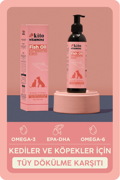 kito Premium Balık Yağı 200 ml (KEDİ VE KÖPEKLER IÇİN OMEGA 3 & 6 IÇERİKLİ BALIK YAĞI) (FİSH OİL)