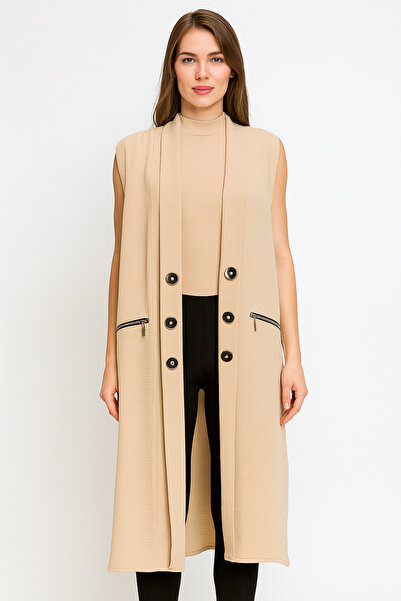 MERYA BUTİK Kadın Düğmeli Tunik Yelek