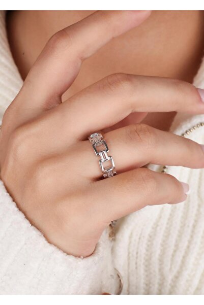 MEKS JEWELS Baget Taşlı Gümüş Yüzük