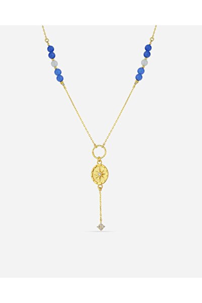 MEKS JEWELS Lapis Renkli Taşlı Kutup Yıldızı Temalı Gümüş Kolye