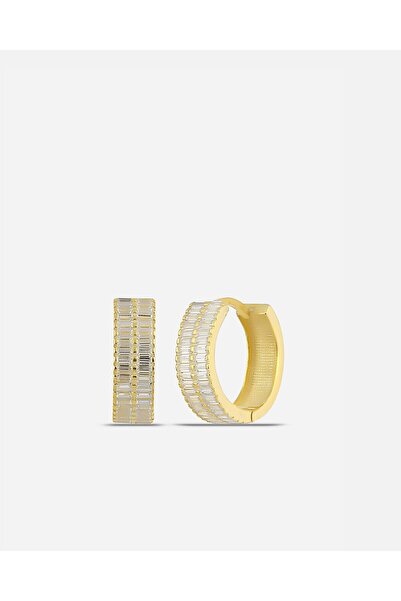 MEKS JEWELS Çift Sıra Baget Taşlı Gümüş Küpe