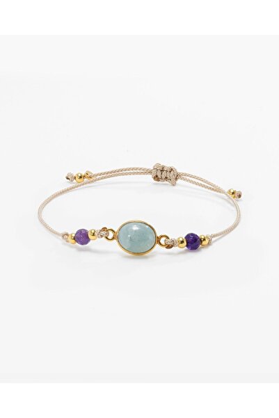 MEKS JEWELS 4,55 Karat Değerinde Doğal Aquamarin Taşlı Gümüş Argentum Bileklik